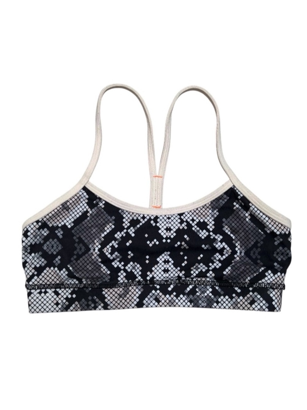 lululemon athletica Black, White & Gray Snake-Print Strappy Sports Bra
